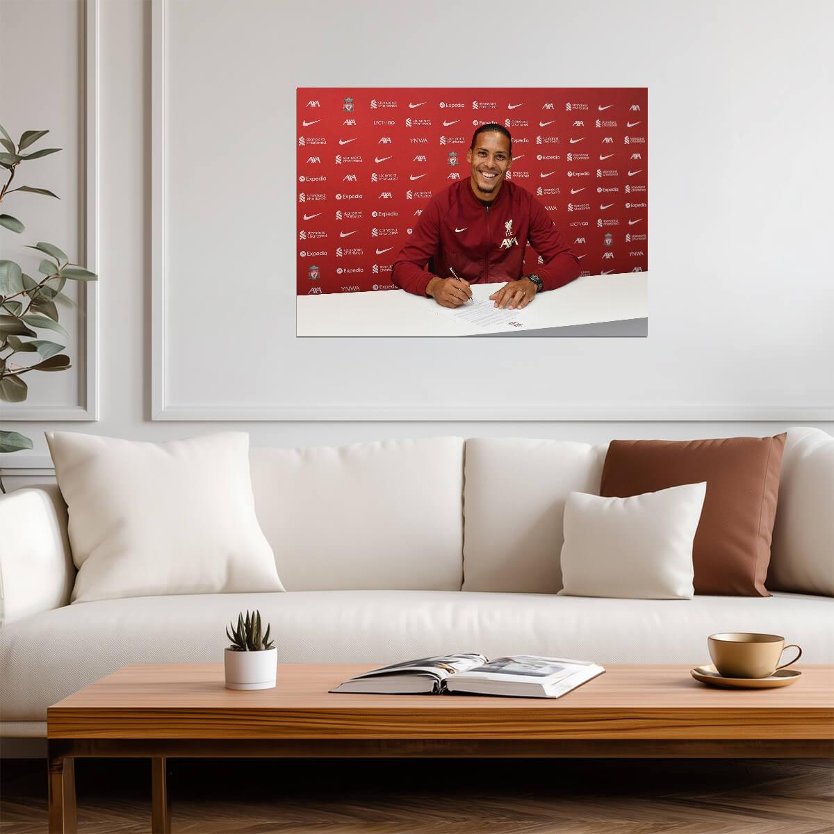 Virgil van Dijk Liverpool FC | Soccer Poster | Sports Legend Signing Photo - Sports Poster