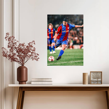 Ronaldinho Barcelona Kicking Ball | Soccer Legend Poster | Action Shot Sports Art - Sports Poster