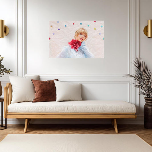 Taylor Swift Blue Sweater Portrait | Whimsical Star Art Print | Music Celebrity Poster - Music Poster
