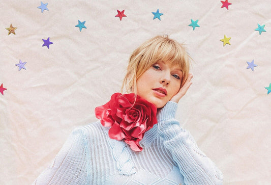 Taylor Swift Blue Sweater Portrait | Whimsical Star Art Print | Music Celebrity Poster - Music Poster