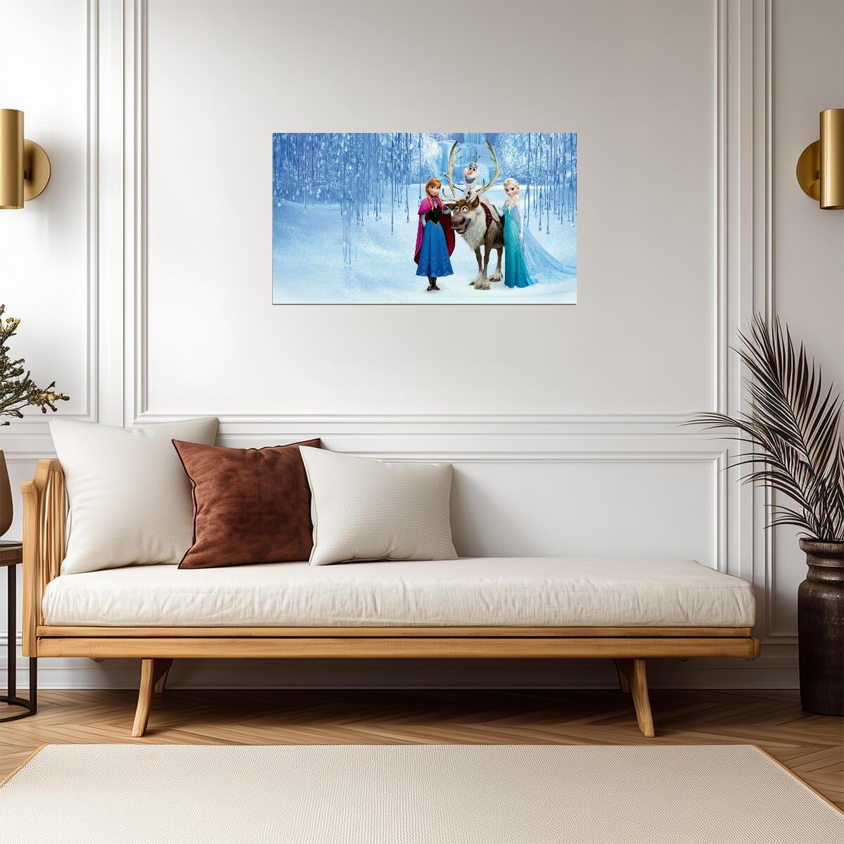 Disney Frozen Elsa & Anna with Olaf | Animated Movie Poster | Kids Room Nursery Decor - Movies & TV Poster