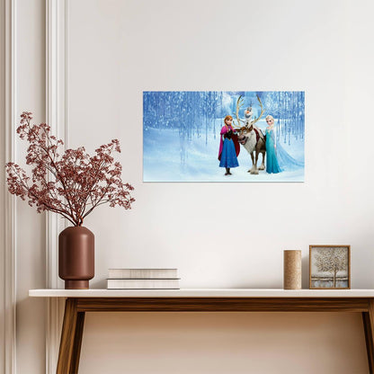 Disney Frozen Elsa & Anna with Olaf | Animated Movie Poster | Kids Room Nursery Decor - Movies & TV Poster