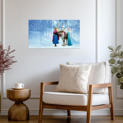 Disney Frozen Elsa & Anna with Olaf | Animated Movie Poster | Kids Room Nursery Decor - Movies & TV Poster
