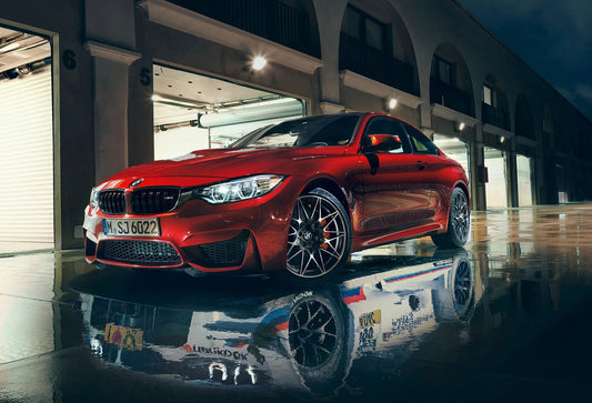 BMW M4 Coupe F82 | Red German Sports Car Poster | Performance Car Reflection Art - Cars Poster