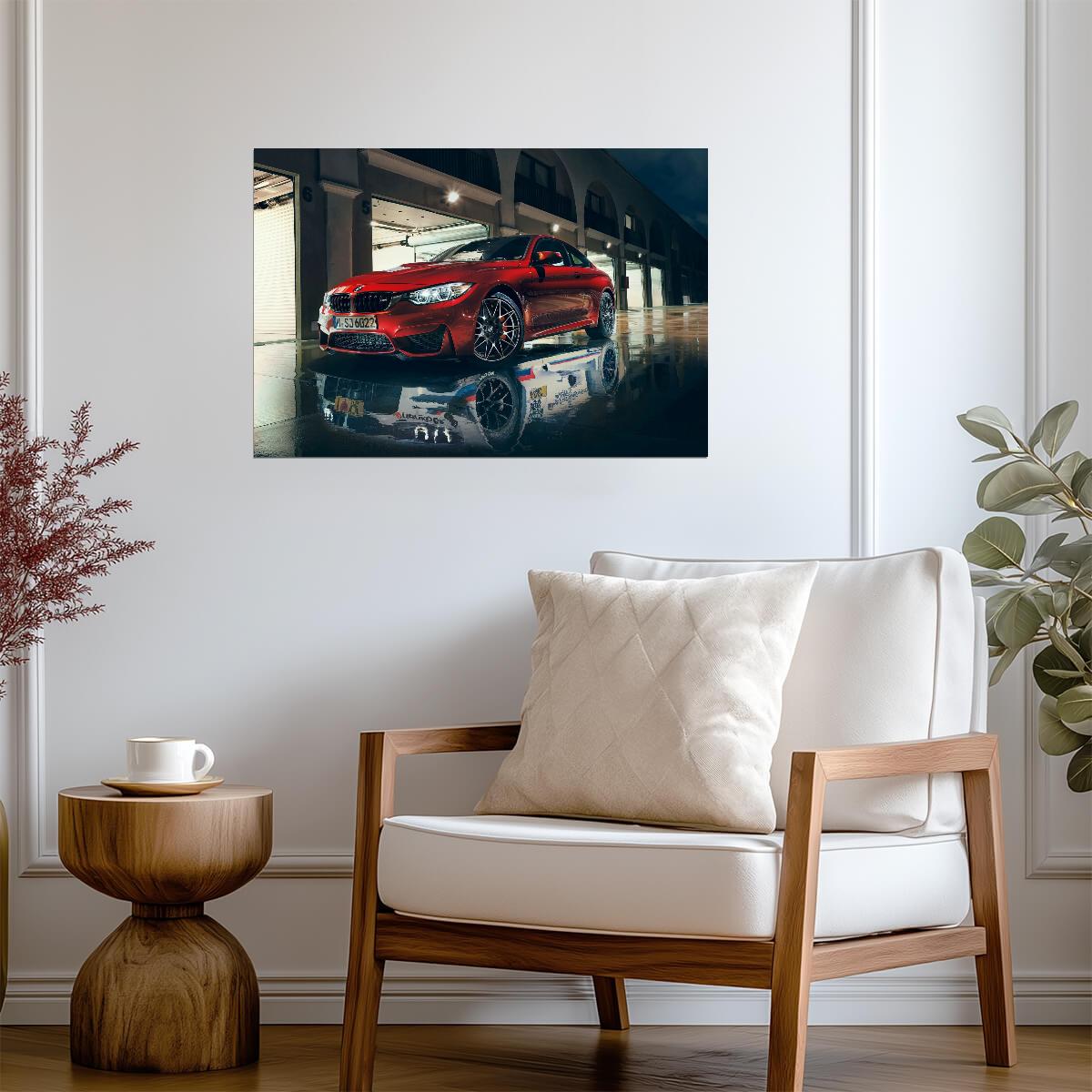 BMW M4 Coupe F82 | Red German Sports Car Poster | Performance Car Reflection Art - Cars Poster