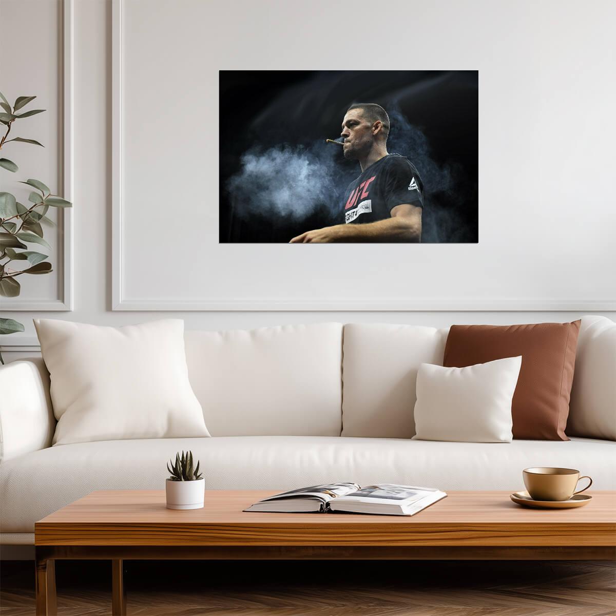 Nate Diaz Smoking | UFC Fighter Poster | MMA Portrait Wall Art - Sports Poster