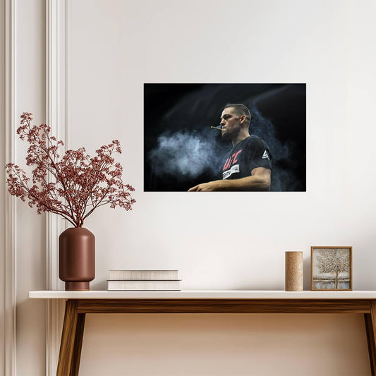 Nate Diaz Smoking | UFC Fighter Poster | MMA Portrait Wall Art - Sports Poster