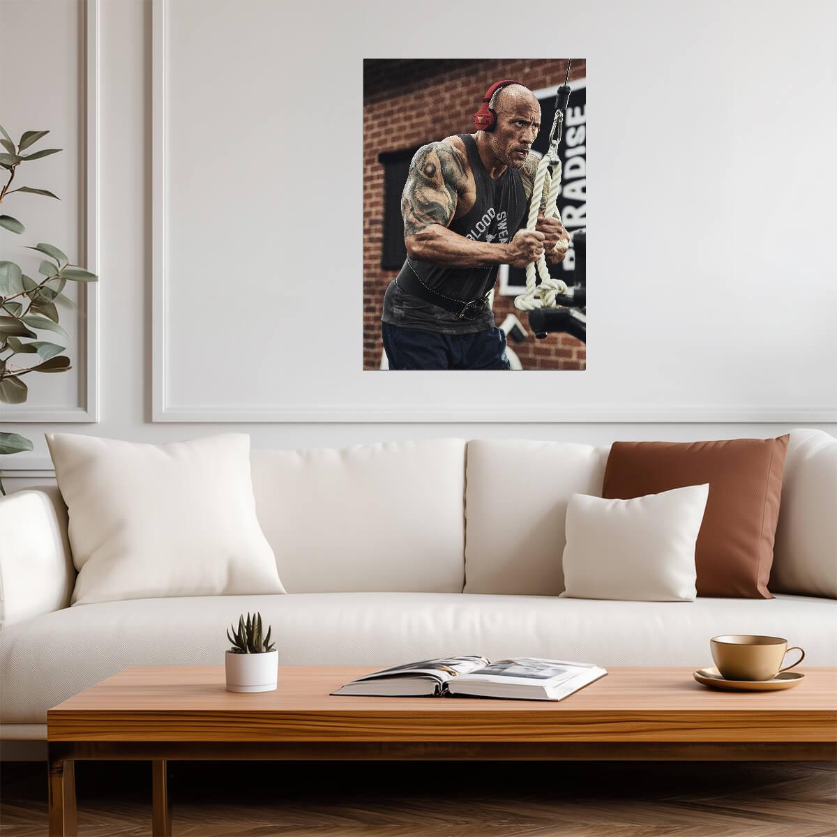 Dwayne Johnson The Rock Lifting Weights | Iron Paradise Gym Poster | Fitness Motivation Art - Sports Poster