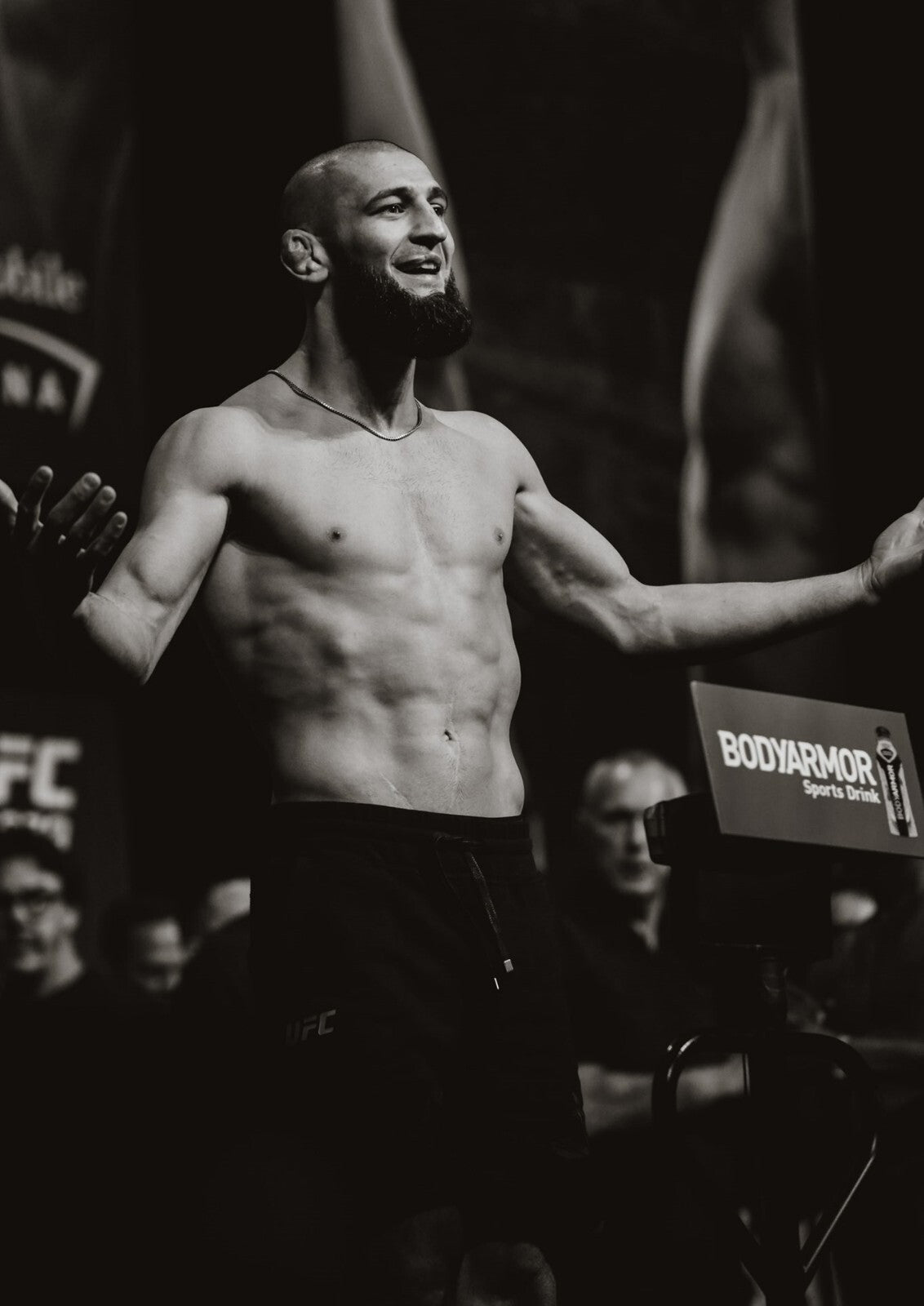 Khamzat Chimaev UFC Weigh-In | Black and White Poster | MMA Fighter Wall Art - Sports Poster
