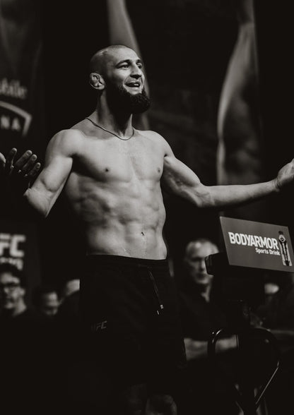 Khamzat Chimaev UFC Weigh-In | Black and White Poster | MMA Fighter Wall Art - Sports Poster