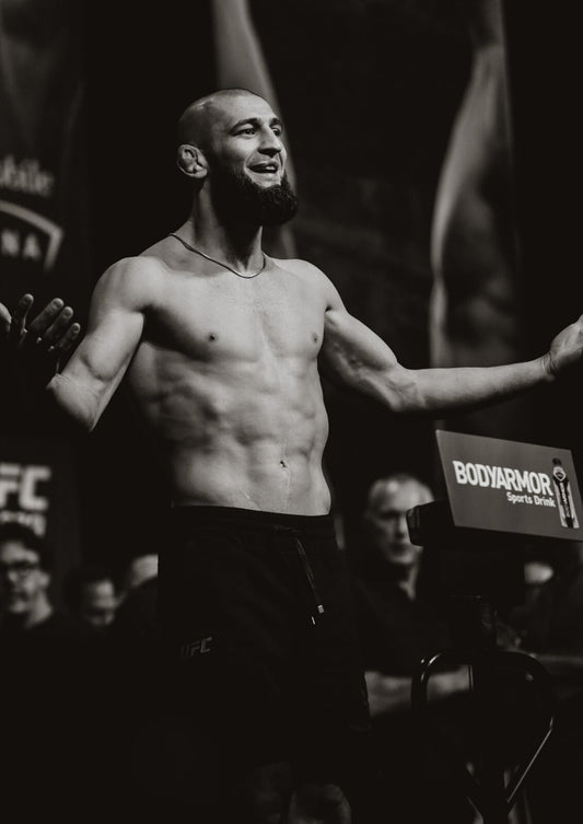 Khamzat Chimaev UFC Weigh-In | Black and White Poster | MMA Fighter Wall Art - Sports Poster
