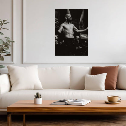 Khamzat Chimaev UFC Weigh-In | Black and White Poster | MMA Fighter Wall Art - Sports Poster