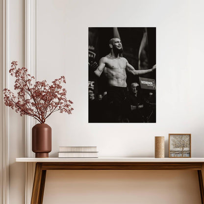 Khamzat Chimaev UFC Weigh-In | Black and White Poster | MMA Fighter Wall Art - Sports Poster