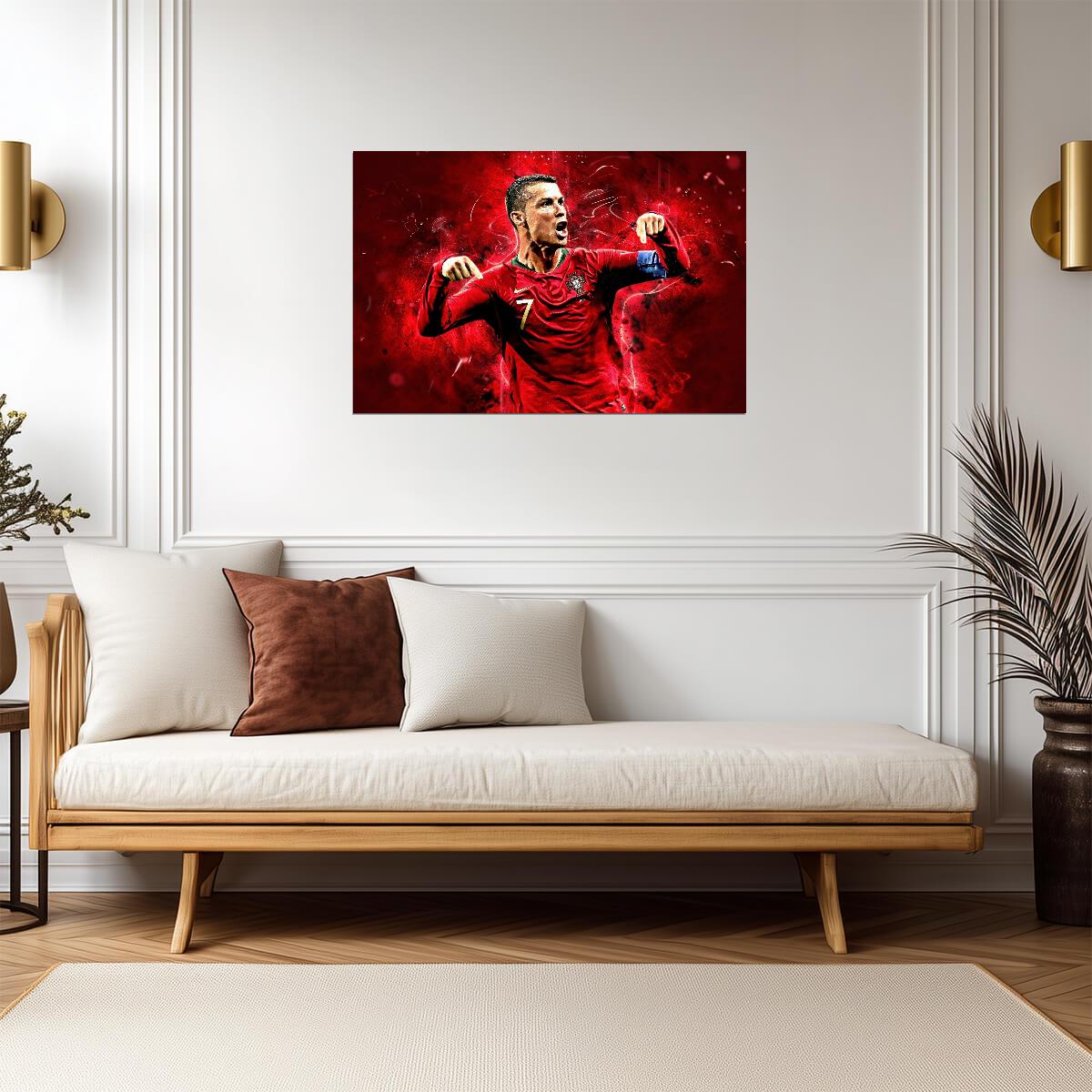 Cristiano Ronaldo Manchester United | CR7 Red Art Poster | Soccer Legend Wall Art - Sports Poster