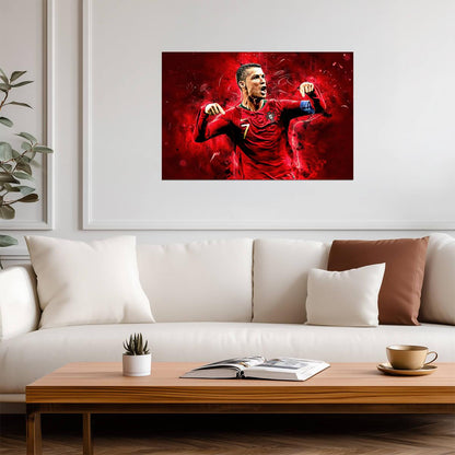Cristiano Ronaldo Manchester United | CR7 Red Art Poster | Soccer Legend Wall Art - Sports Poster