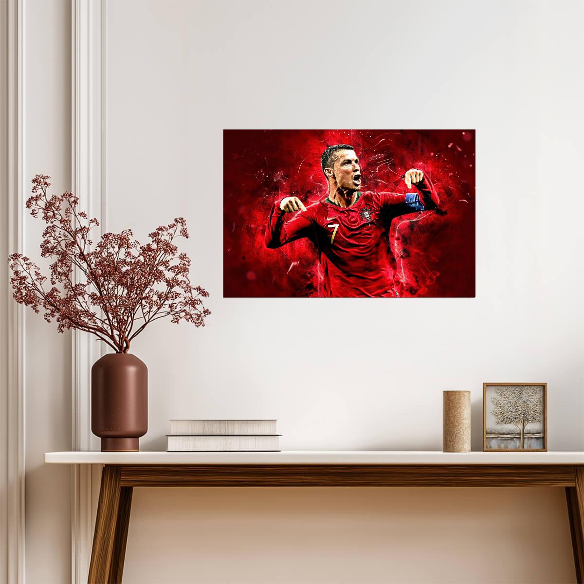 Cristiano Ronaldo Manchester United | CR7 Red Art Poster | Soccer Legend Wall Art - Sports Poster