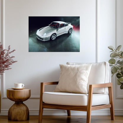 Porsche 911 (993) by Gunther Werks | Custom Restomod Poster | White German Sports Car Art - Cars Poster