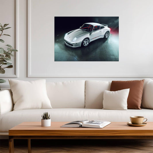 Porsche 911 (993) by Gunther Werks | Custom Restomod Poster | White German Sports Car Art - Cars Poster