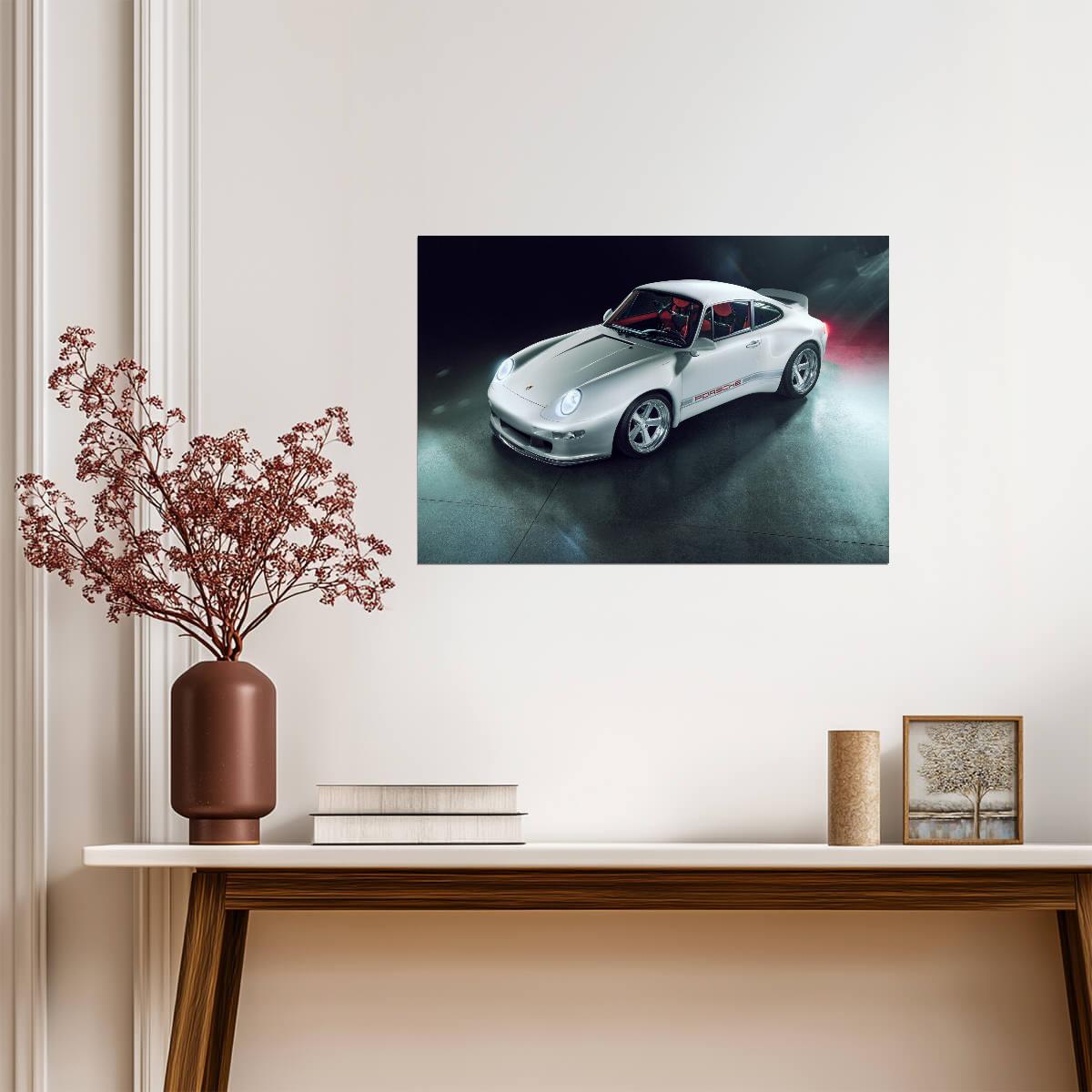 Porsche 911 (993) by Gunther Werks | Custom Restomod Poster | White German Sports Car Art - Cars Poster