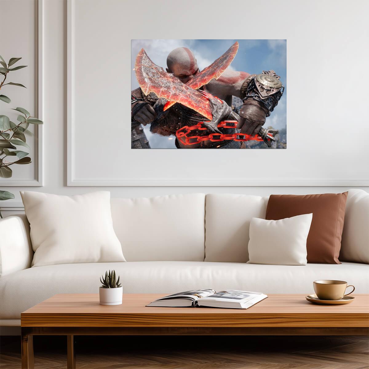 God of War Ragnarök Kratos Blades of Chaos | Action Combat Poster | Spartan Warrior Art - Video Games Poster