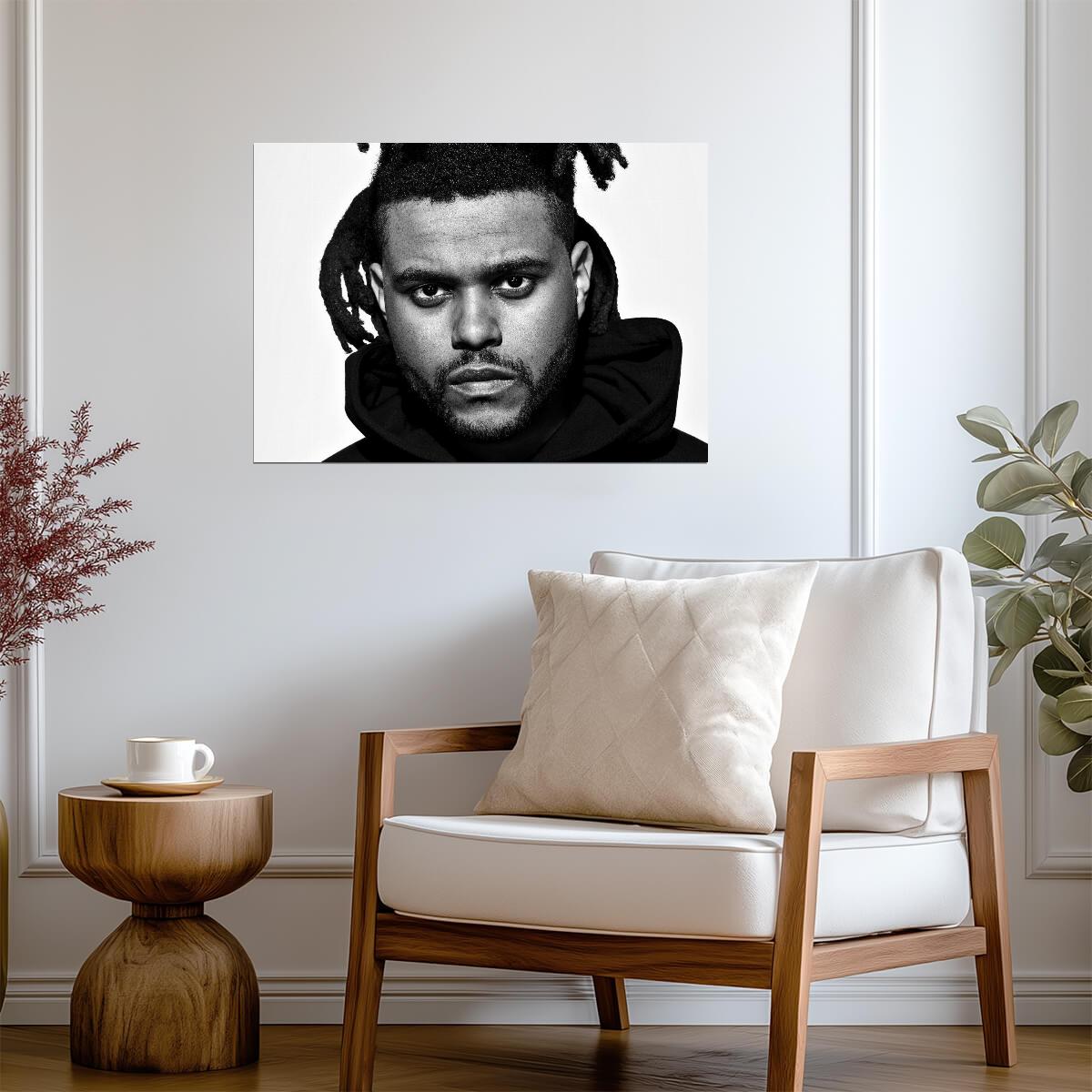 The Weeknd B&W Close Up | Dreadlocks Hairstyle Portrait | R&B Singer Poster - Music Poster