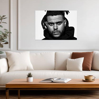 The Weeknd B&W Close Up | Dreadlocks Hairstyle Portrait | R&B Singer Poster - Music Poster