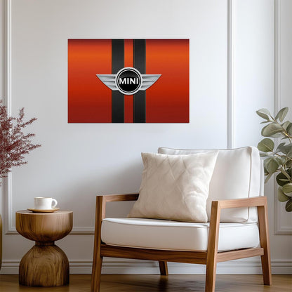 Mini Logo | Automotive Brand Emblem Poster | Orange & Black Graphic Art - Cars Poster