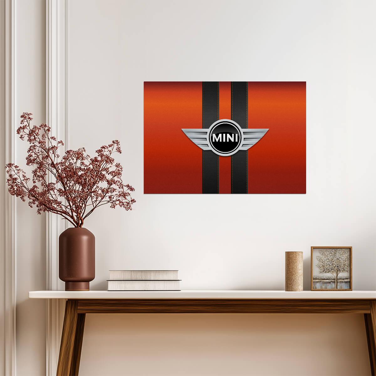 Mini Logo | Automotive Brand Emblem Poster | Orange & Black Graphic Art - Cars Poster