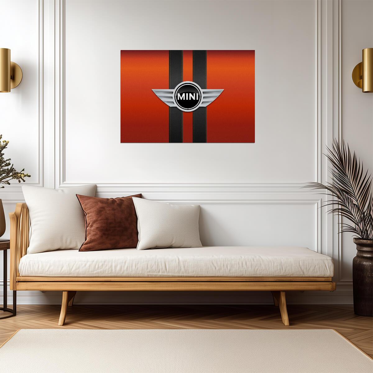 Mini Logo | Automotive Brand Emblem Poster | Orange & Black Graphic Art - Cars Poster