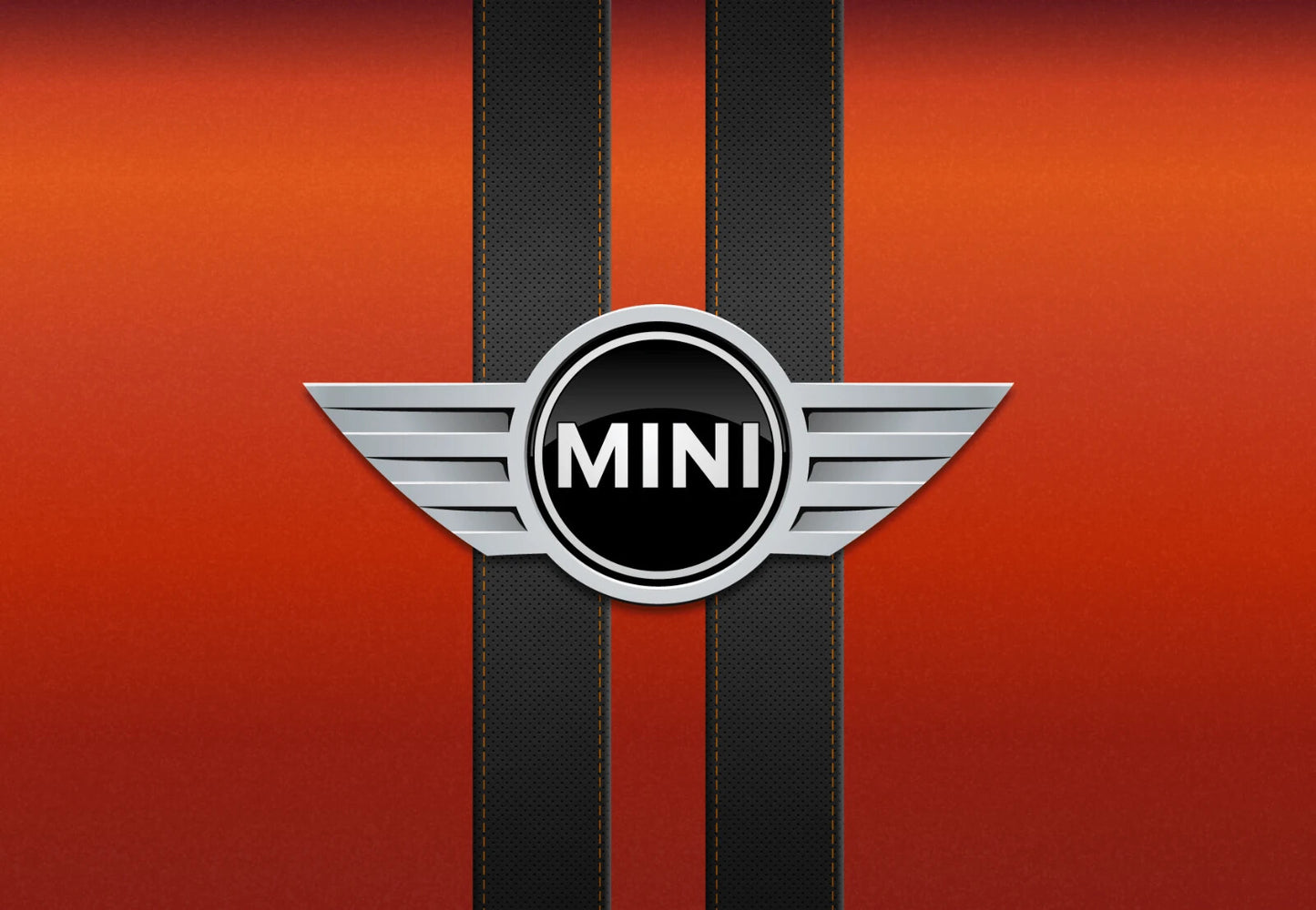 Mini Logo | Automotive Brand Emblem Poster | Orange & Black Graphic Art - Cars Poster