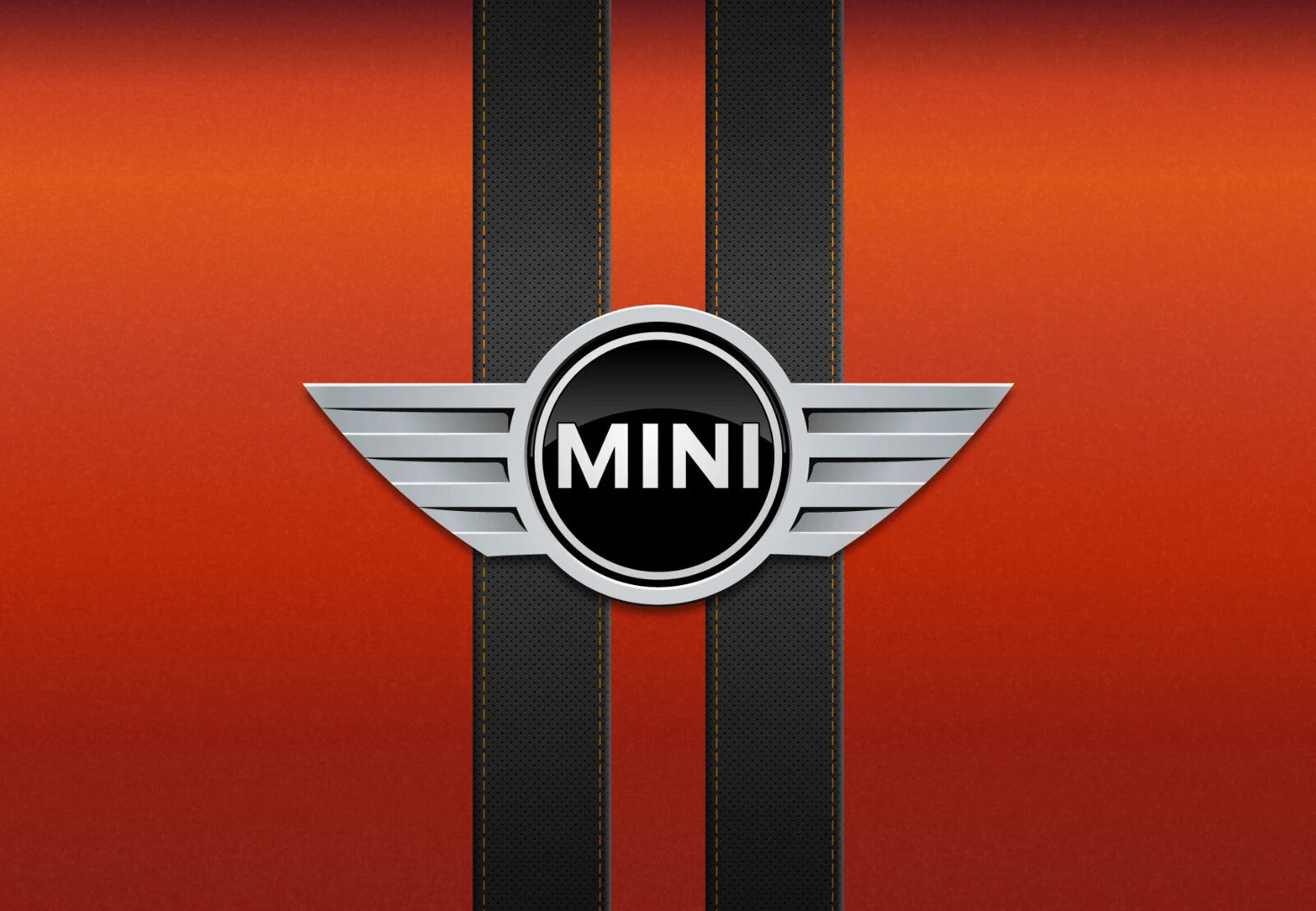 Mini Logo | Automotive Brand Emblem Poster | Orange & Black Graphic Art - Cars Poster
