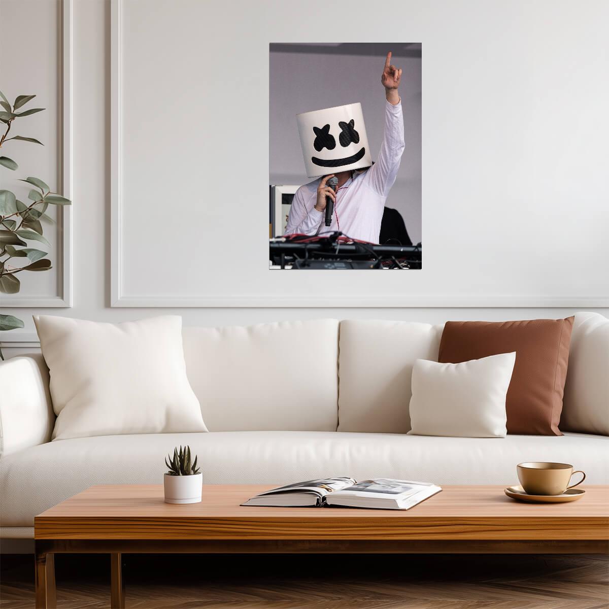 Marshmello Hand Raised | DJ Live Performance Photo | Electronic Music Poster - Music Poster