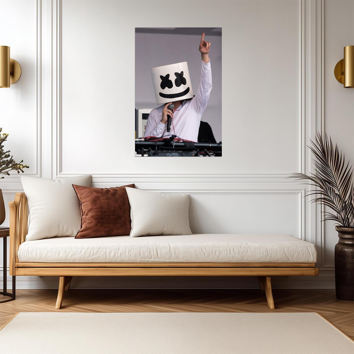Marshmello Hand Raised | DJ Live Performance Photo | Electronic Music Poster - Music Poster