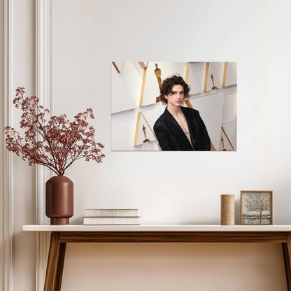 Timothée Chalamet Black Sequin Suit | Oscars Red Carpet Look | Actor Portrait Poster - Celebrities Poster