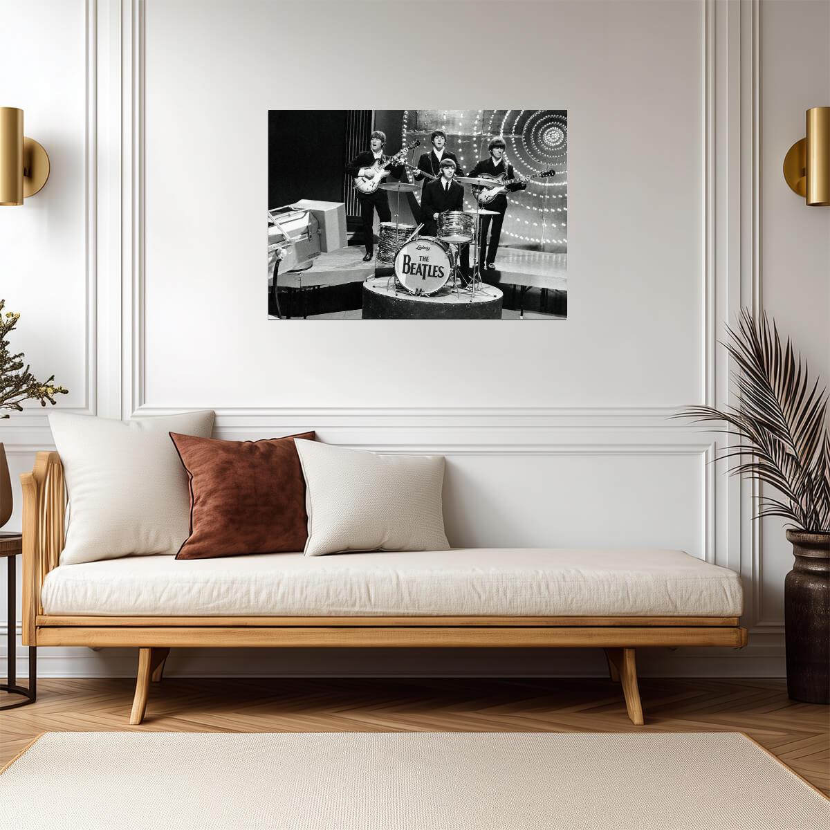 The Beatles Live On Stage | Classic B&W Band Performance | Rock and Roll Poster - Music Poster