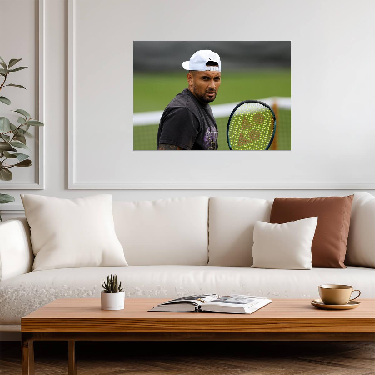 Nick Kyrgios On Court Portrait | Tennis Poster | Modern Sports Wall Art - Sports Poster