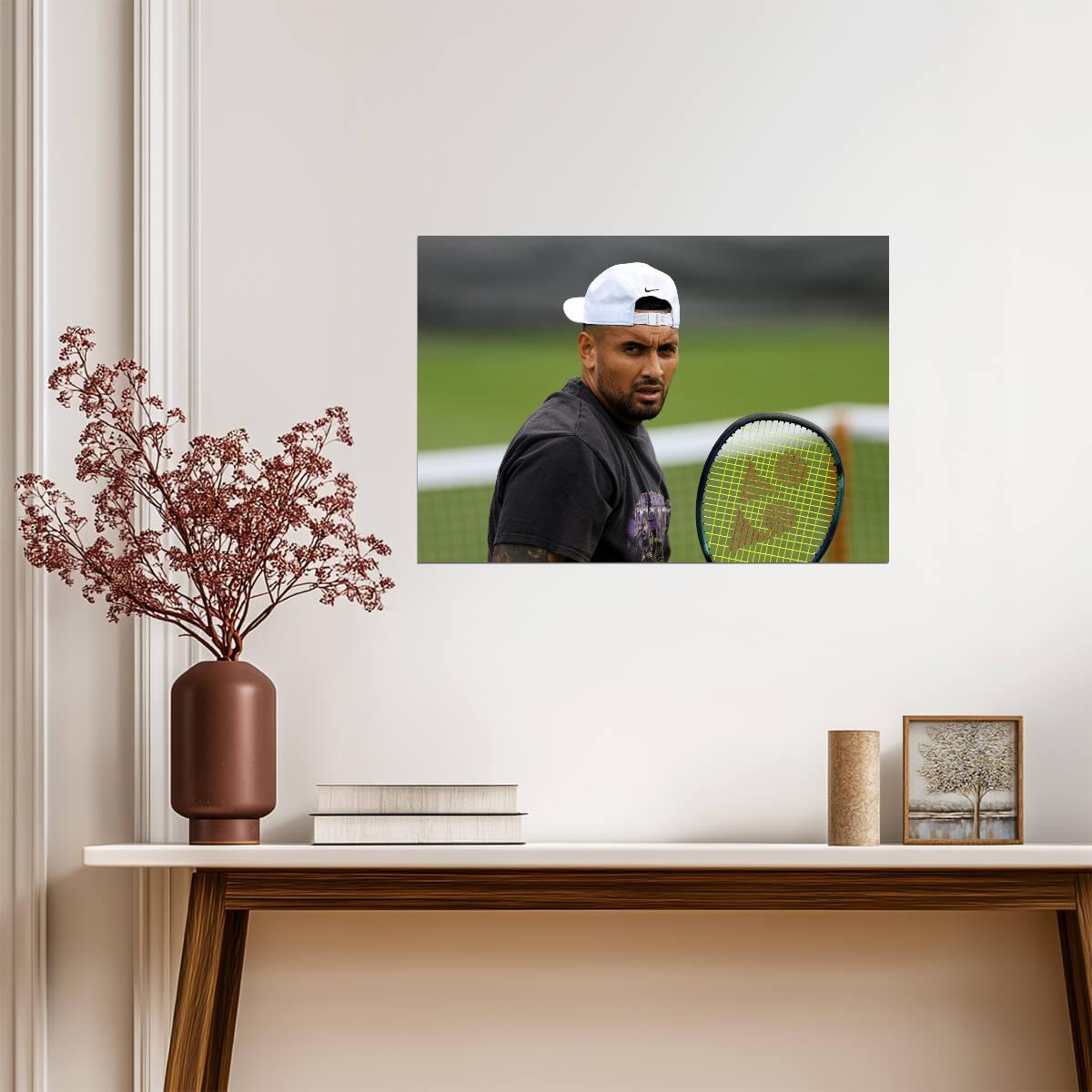 Nick Kyrgios On Court Portrait | Tennis Poster | Modern Sports Wall Art - Sports Poster
