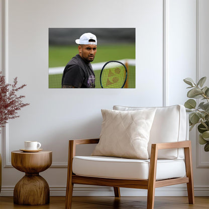 Nick Kyrgios On Court Portrait | Tennis Poster | Modern Sports Wall Art - Sports Poster