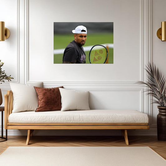 Nick Kyrgios On Court Portrait | Tennis Poster | Modern Sports Wall Art - Sports Poster