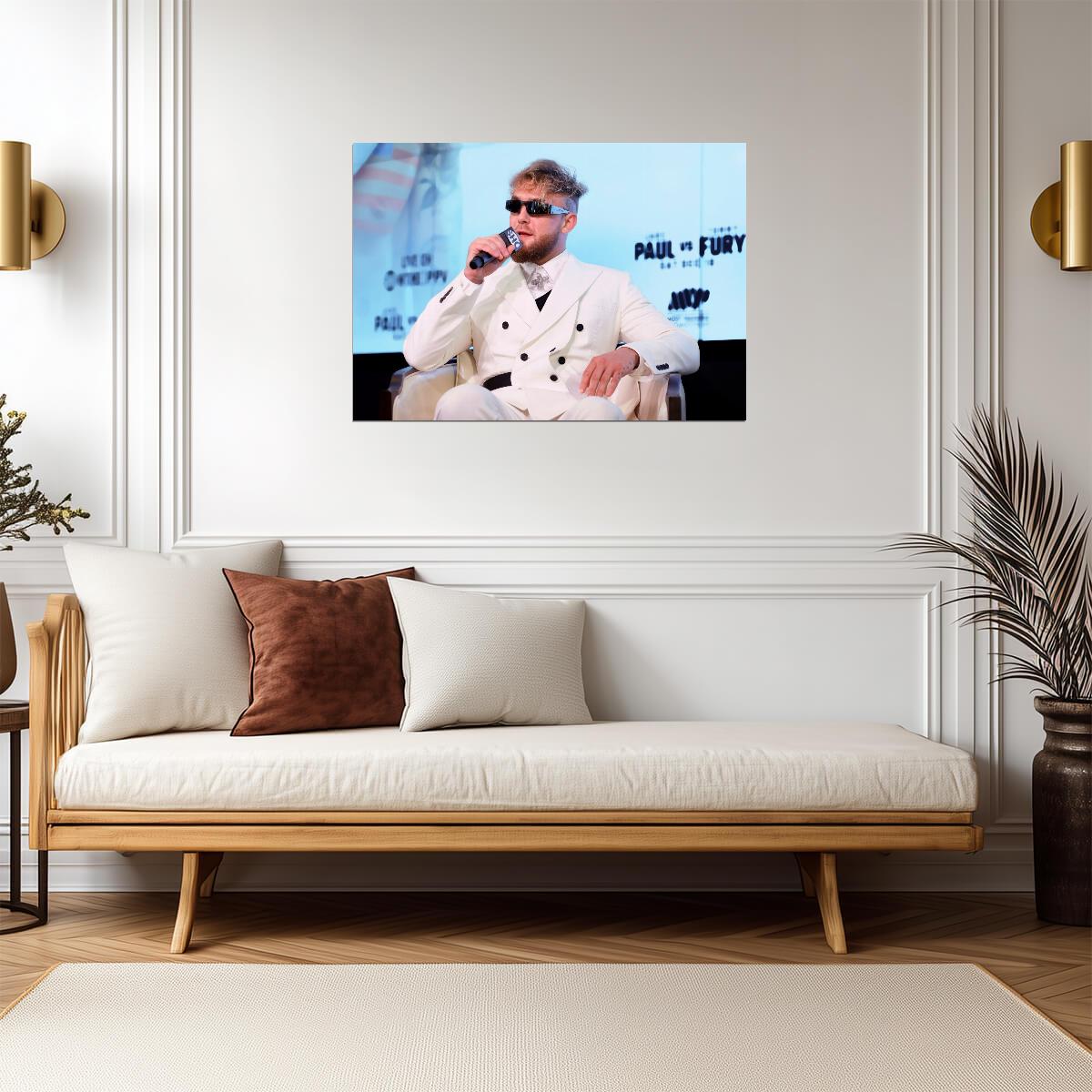 Jake Paul White Suit Press Conference | Boxing Poster | The Problem Child Art - Sports Poster