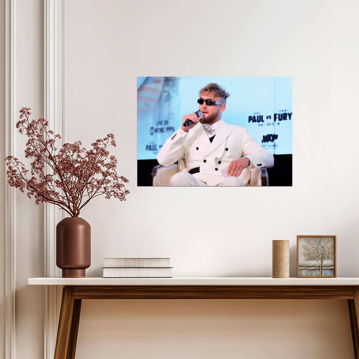 Jake Paul White Suit Press Conference | Boxing Poster | The Problem Child Art - Sports Poster