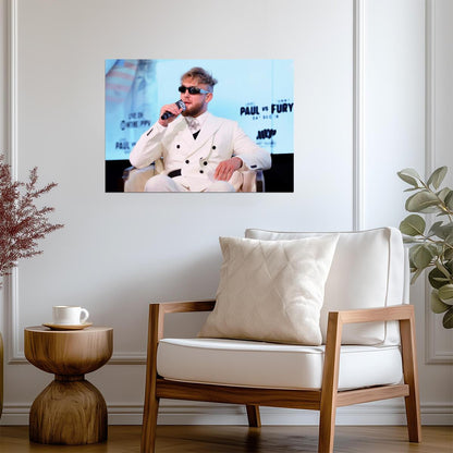 Jake Paul White Suit Press Conference | Boxing Poster | The Problem Child Art - Sports Poster