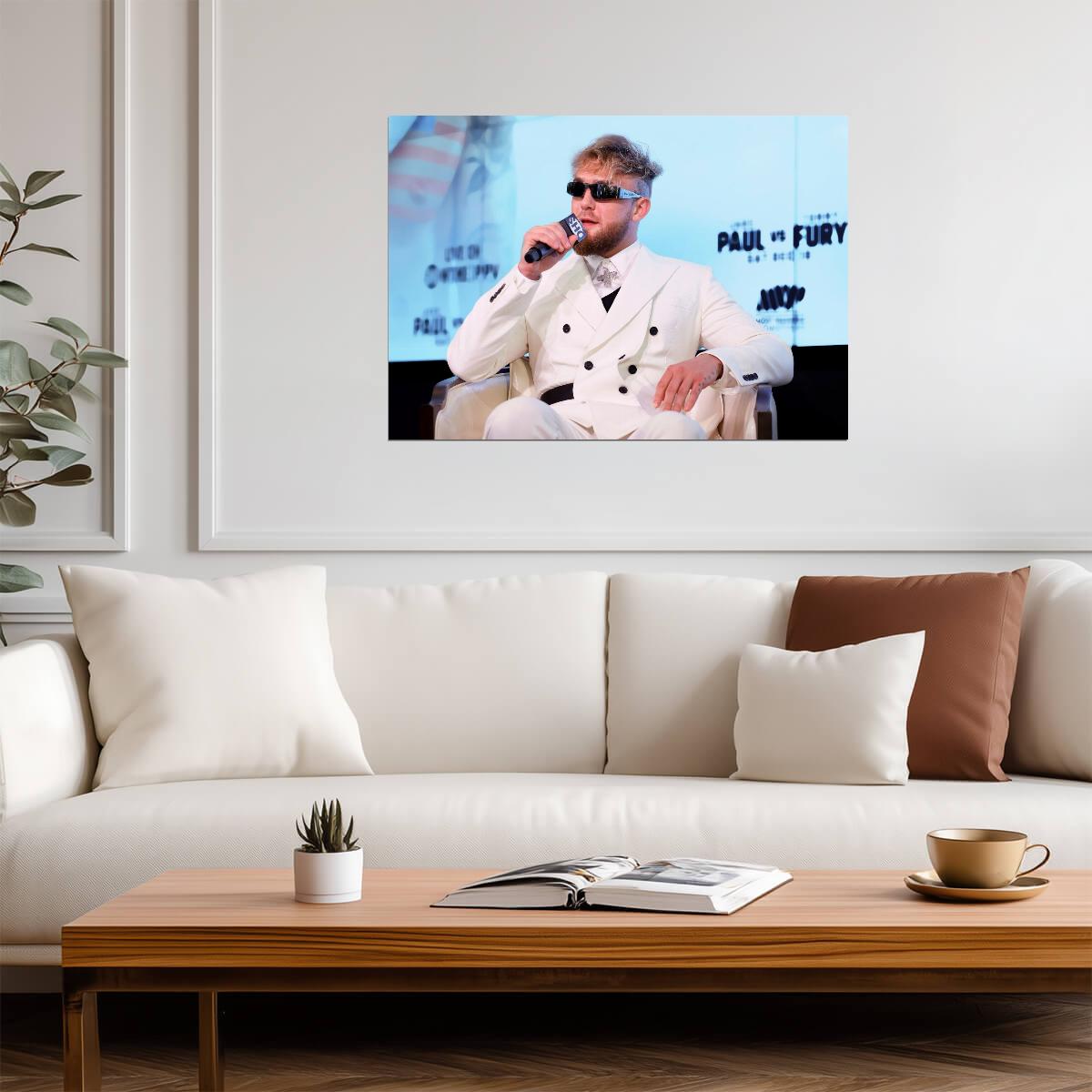 Jake Paul White Suit Press Conference | Boxing Poster | The Problem Child Art - Sports Poster