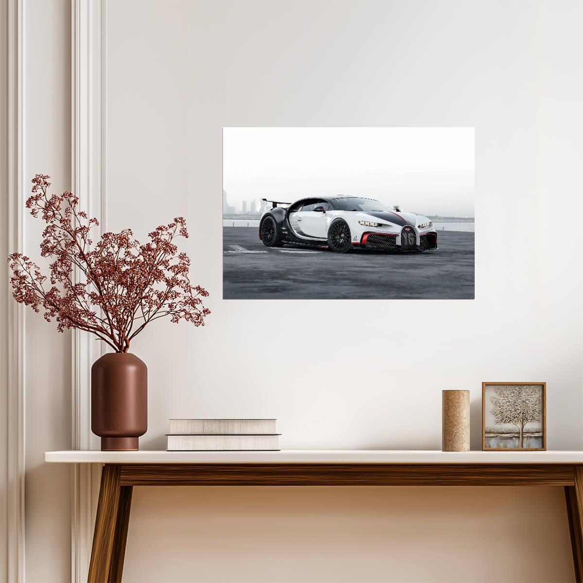 Bugatti Chiron Jacob & Co Edition | Custom Hypercar Poster | White & Black Supercar Art - Cars Poster