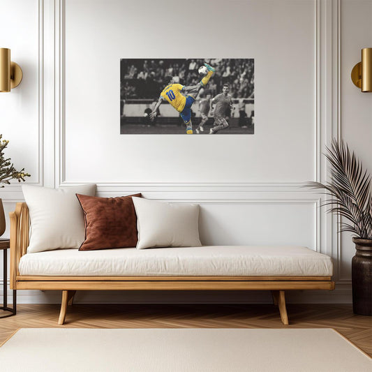 Zlatan Ibrahimović Sweden | Soccer Legend Poster | Acrobatic Kick Color Splash Art - Sports Poster
