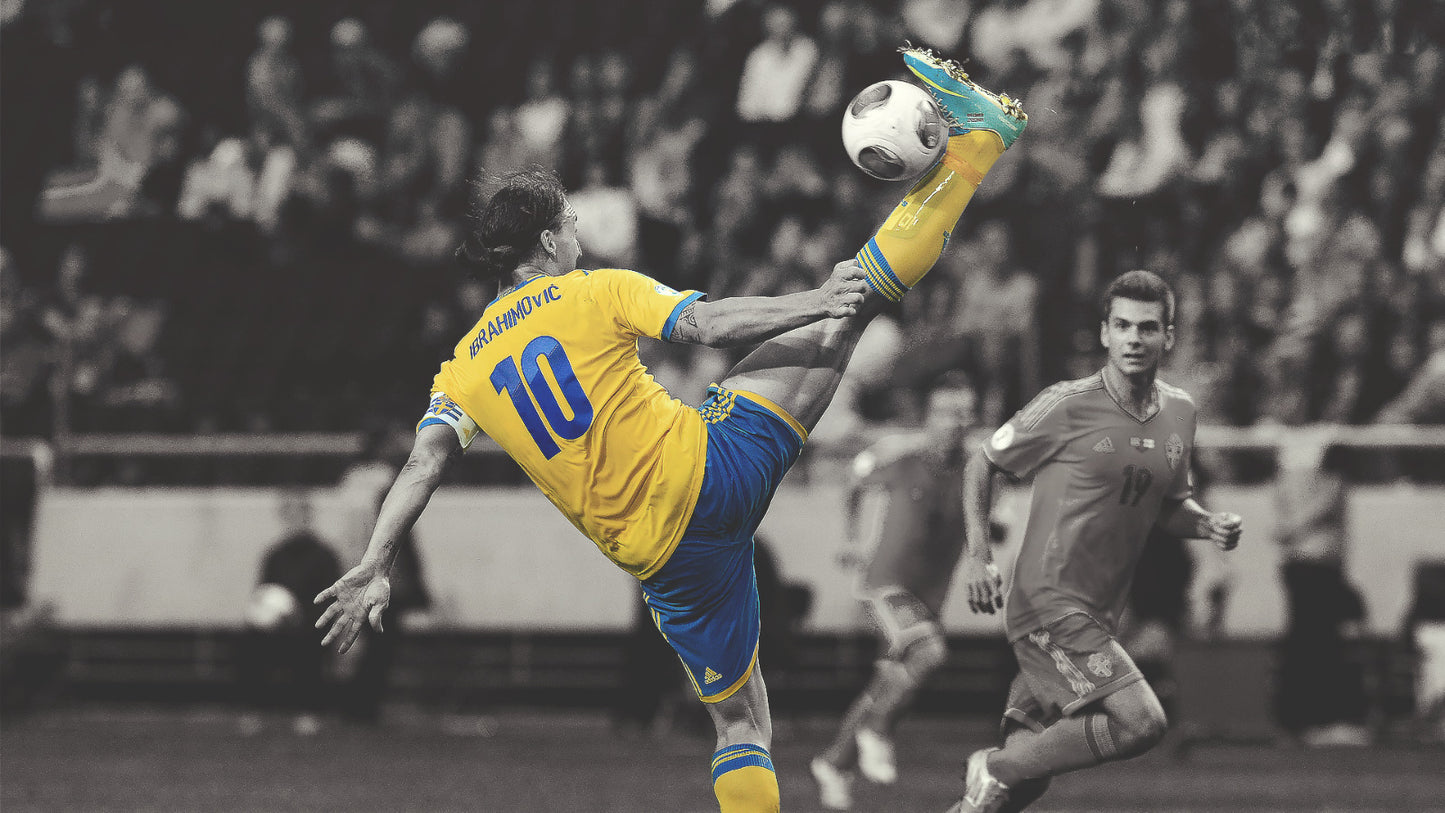 Zlatan Ibrahimović Sweden | Soccer Legend Poster | Acrobatic Kick Color Splash Art - Sports Poster