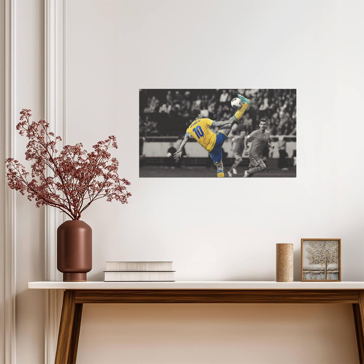Zlatan Ibrahimović Sweden | Soccer Legend Poster | Acrobatic Kick Color Splash Art - Sports Poster