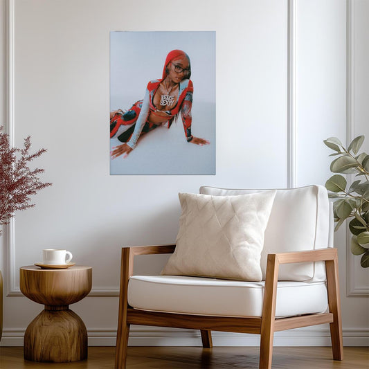 Sexyy Red Colorful Outfit | Hip Hop Star Poster | Music Celebrity Wall Art - Music Poster