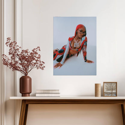 Sexyy Red Colorful Outfit | Hip Hop Star Poster | Music Celebrity Wall Art - Music Poster