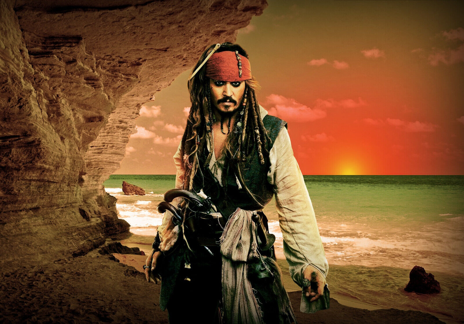Pirates of the Caribbean Johnny Depp as Captain Jack Sparrow | Movie Poster | Adventure Film Wall Art - Movies & TV Poster